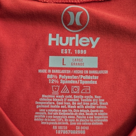 Men's Large Hurley Warm Orange Red Long Sleeve Athletic Shirt EUC - Picture 4 of 8